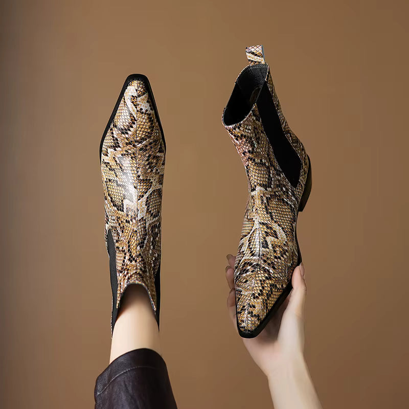 Bottines Chelsea à effet serpent