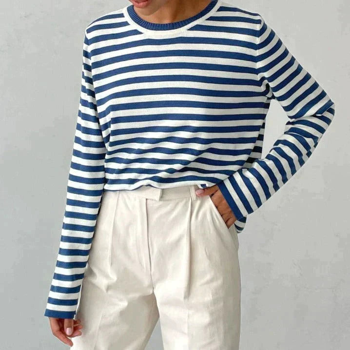 Quintina - Élégant pull à manches longues avec motif rayé