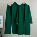 Ensemble 3 pièces en viscose avec haut côtelé et cardigan