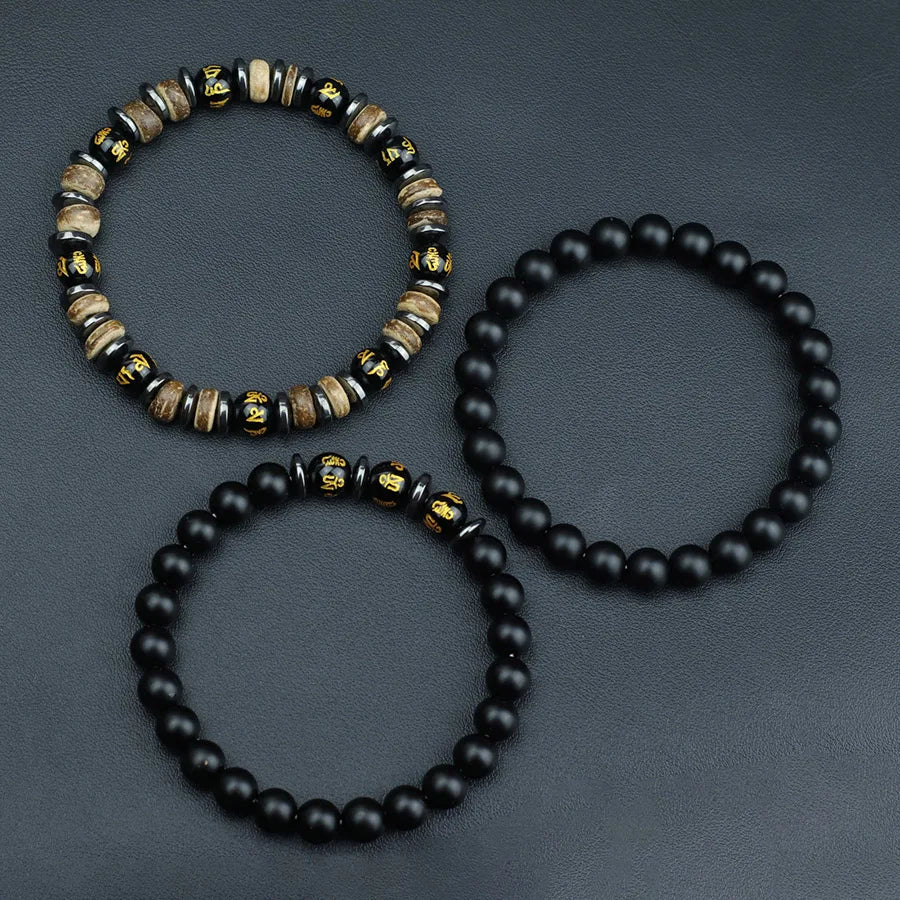 Ensemble de bracelets SIENA en pierre naturelle et onyx