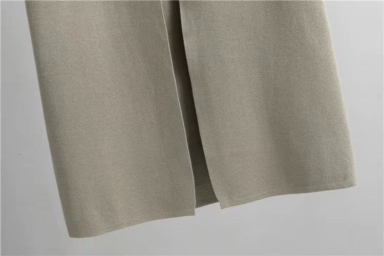 Ensemble 3 pièces en viscose avec haut côtelé et cardigan