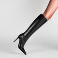 Bottes hautes effet crocodile à talons aiguilles