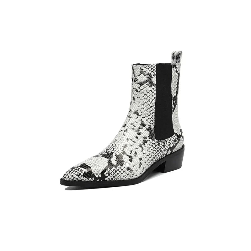Bottines Chelsea à effet serpent