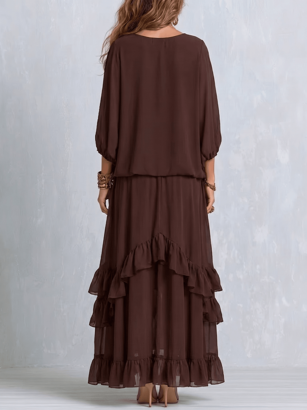 Ensemble jupe bohème en mousseline à volants