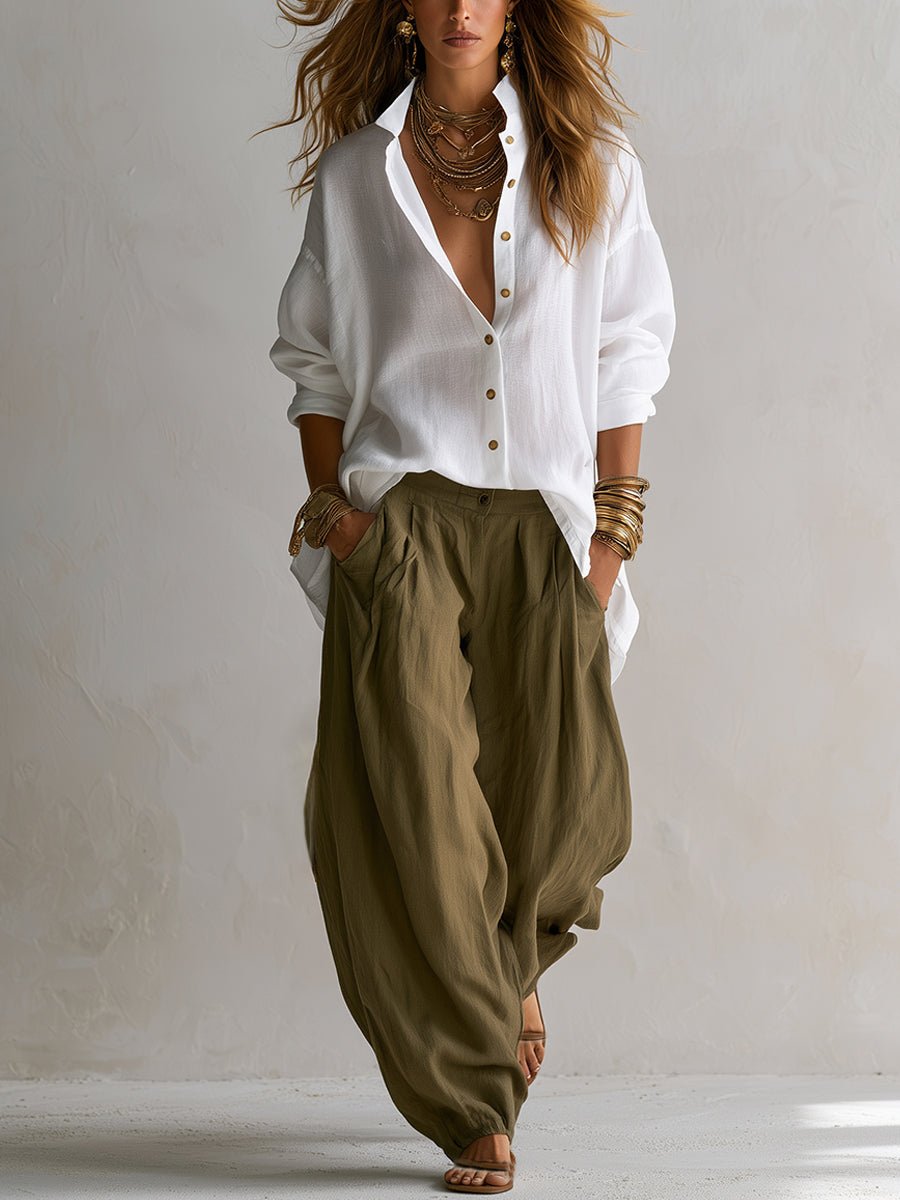 Ensemble pantalon bouffant coupe décontractée