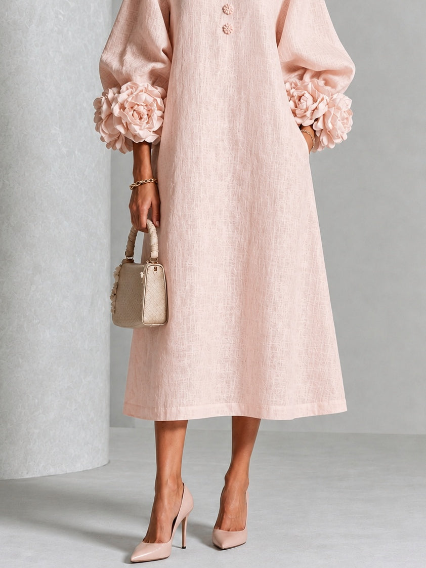 Robe midi à fleurs avec poignets