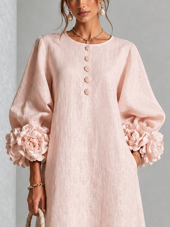 Robe midi à fleurs avec poignets