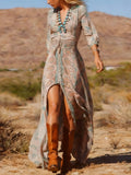 Robe longue bohème à imprimé avec fente, style western