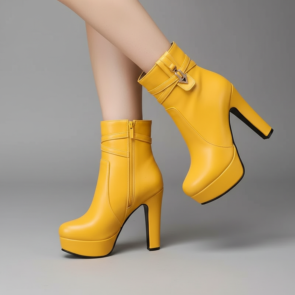 Bottines à plateforme en cuir