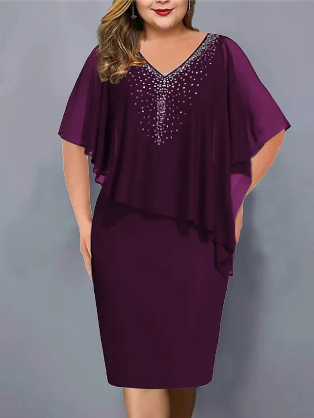 Amelie - Robe en mousseline à décolleté en V, ornée de perles