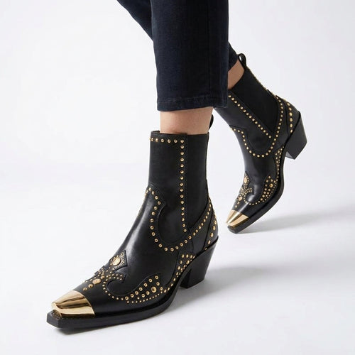 Bottines western avec bout métallique