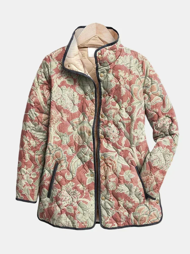 Veste matelassée en damas terre cuite