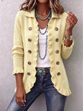 Gilet en maille couleur crème à volants