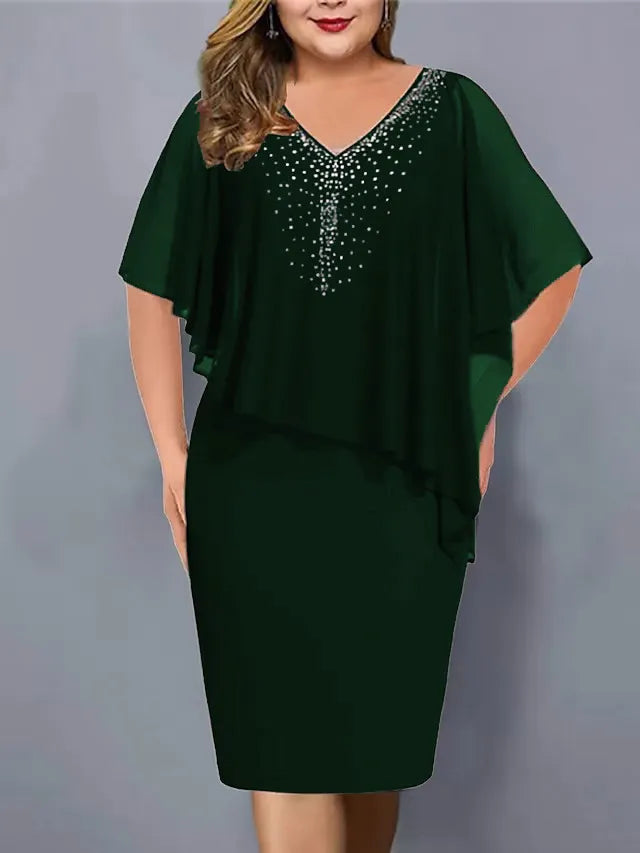 Amelie - Robe en mousseline à décolleté en V, ornée de perles