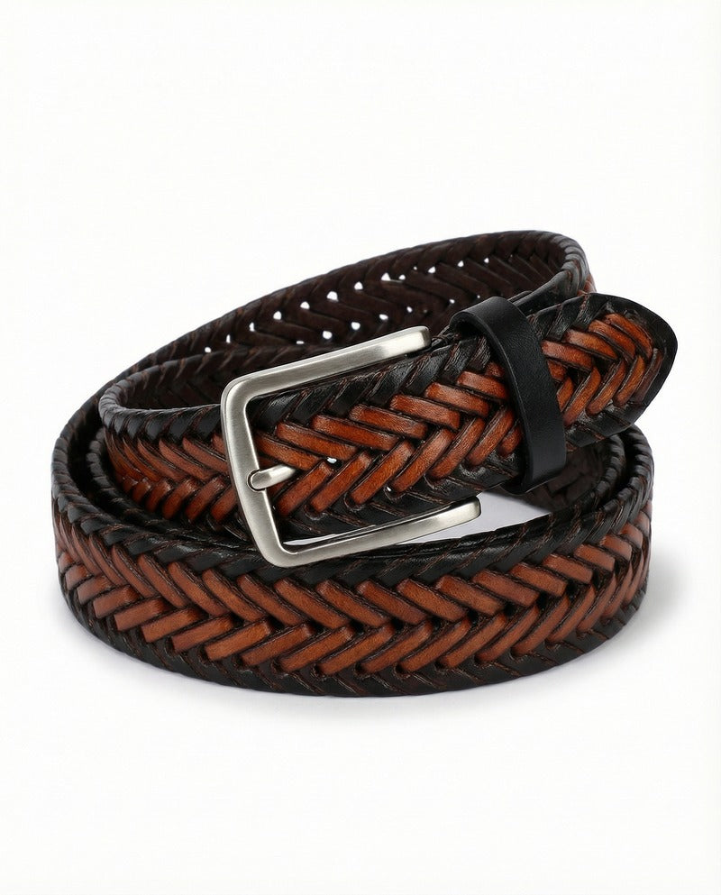 Ceinture tressée en cuir