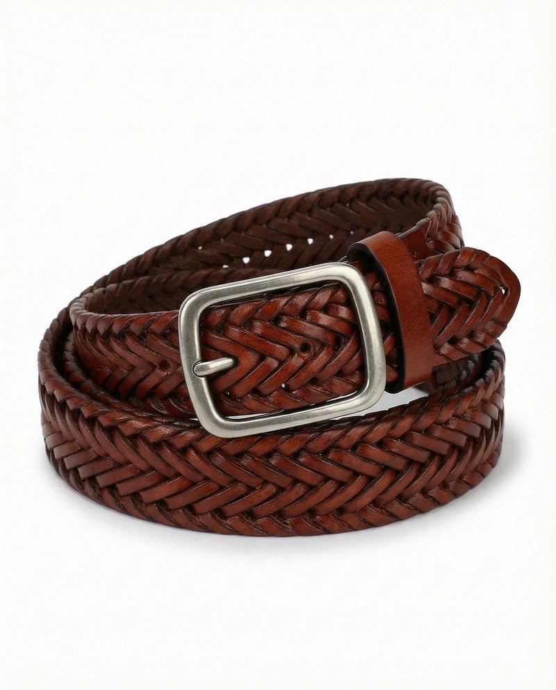 Ceinture tressée en cuir