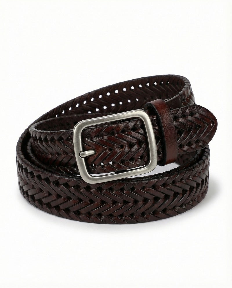 Ceinture tressée en cuir