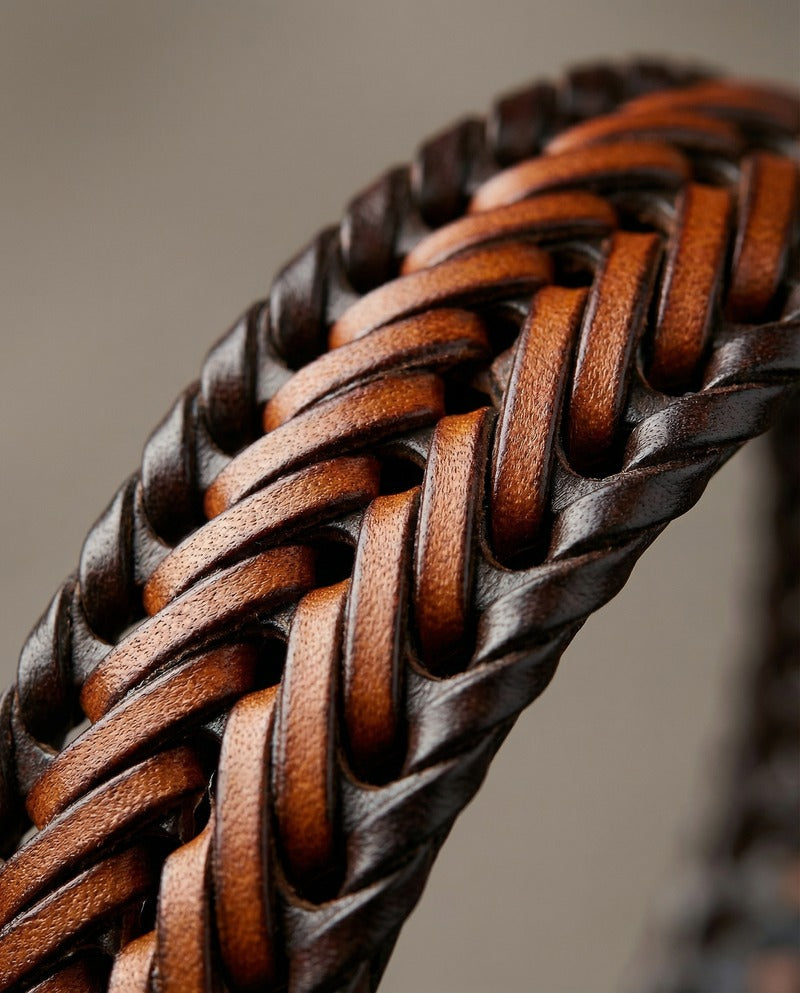 Ceinture tressée en cuir