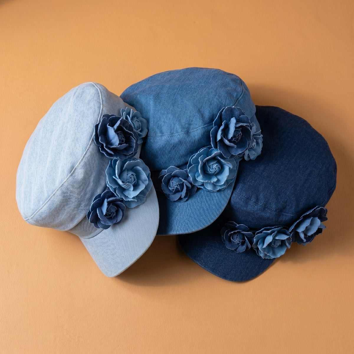Nelisha - Casquette en jean à motifs floraux