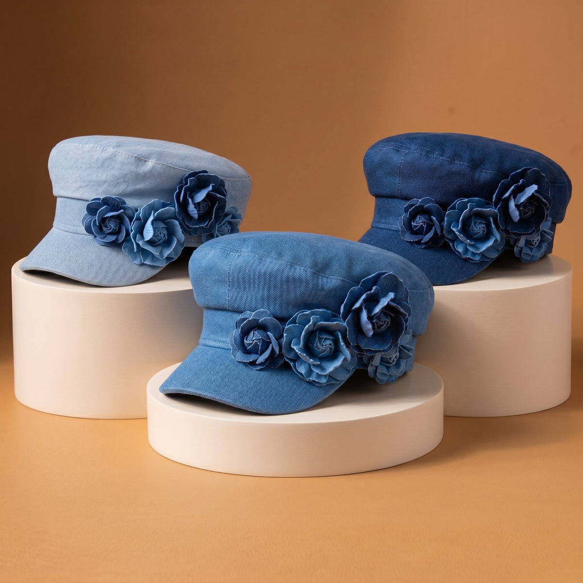 Nelisha - Casquette en jean à motifs floraux