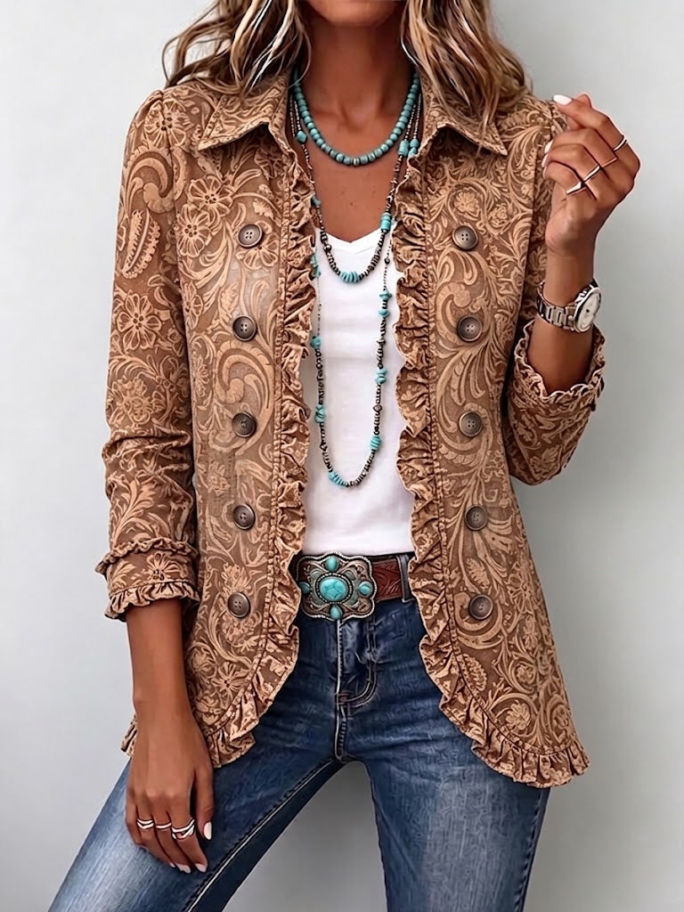 Veste florale vintage à volants