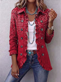 Veste en cachemire rouge dégradé à volants
