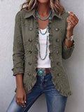 Chaqueta verde bordada con volantes