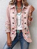 Veste florale rose à volants et boutons