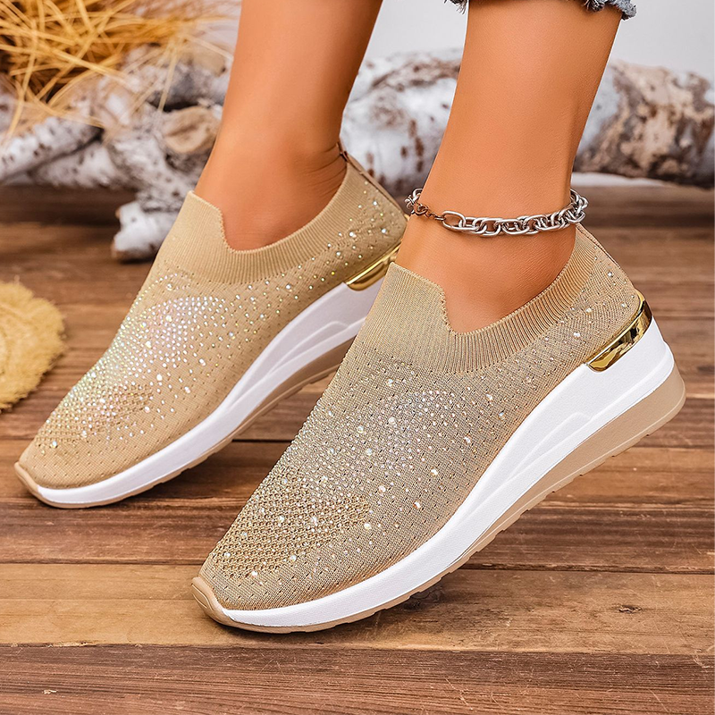 Baskets à enfiler pour femme avec strass et motif papillons