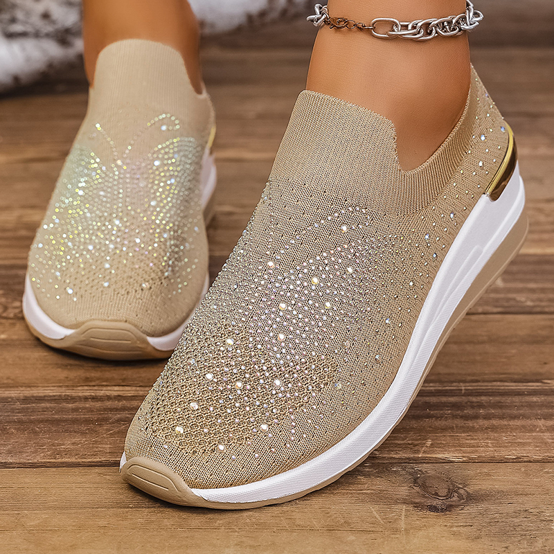 Baskets à enfiler pour femme avec strass et motif papillons