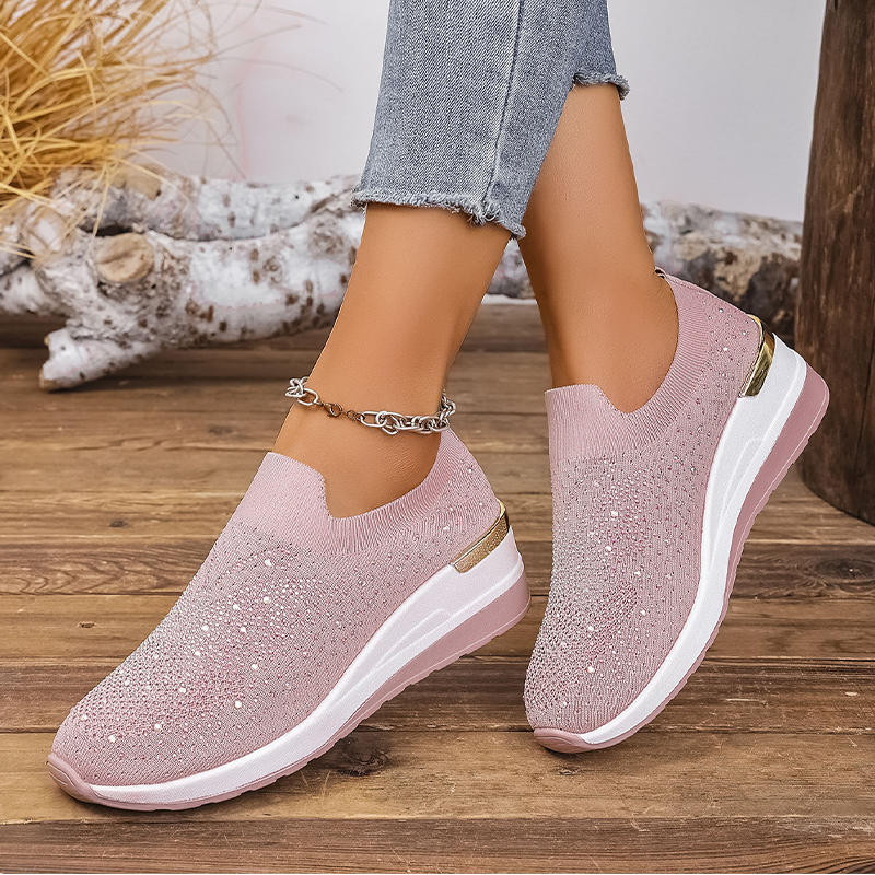 Baskets à enfiler pour femme avec strass et motif papillons