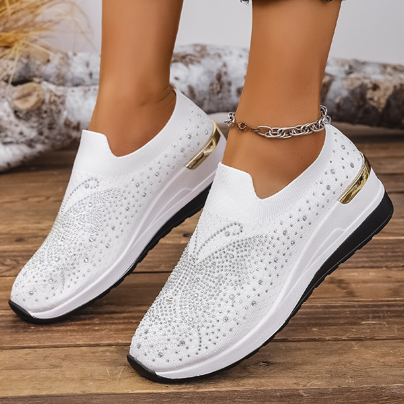 Baskets à enfiler pour femme avec strass et motif papillons