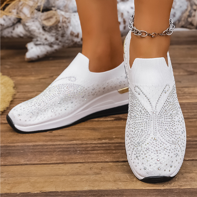 Baskets à enfiler pour femme avec strass et motif papillons