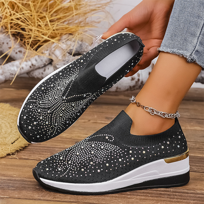 Baskets à enfiler pour femme avec strass et motif papillons